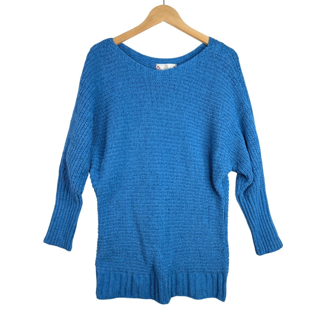 NWT Pink Rose Womens Oversized Holiday Blue Knit Tunic Sweater Size Medium